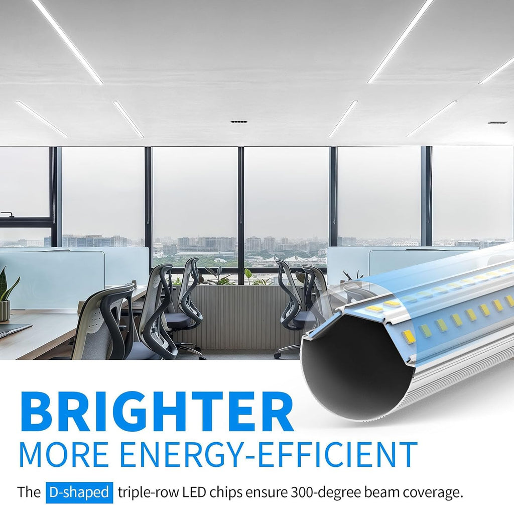 4FT T8 LED Bulbs 40W 5200LM 6000K, D-Shaped, Type A+B 6Pack