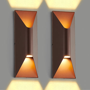 Outdoor Wall Lights 2 Pack, 15" Up and Down Porch Wall Sconce, Waterproof Exterior Lighting Fixtures, Replaceable