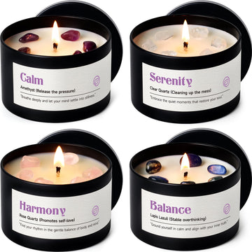 Crystal Soothing Candles Set for Women - Soy Candle Scented