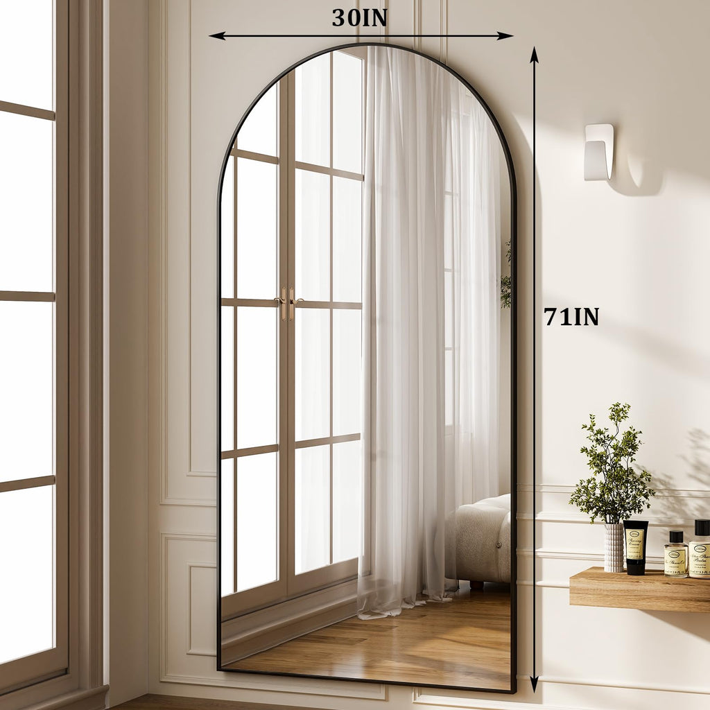 71"x30" Arched Full Length Mirror, Black