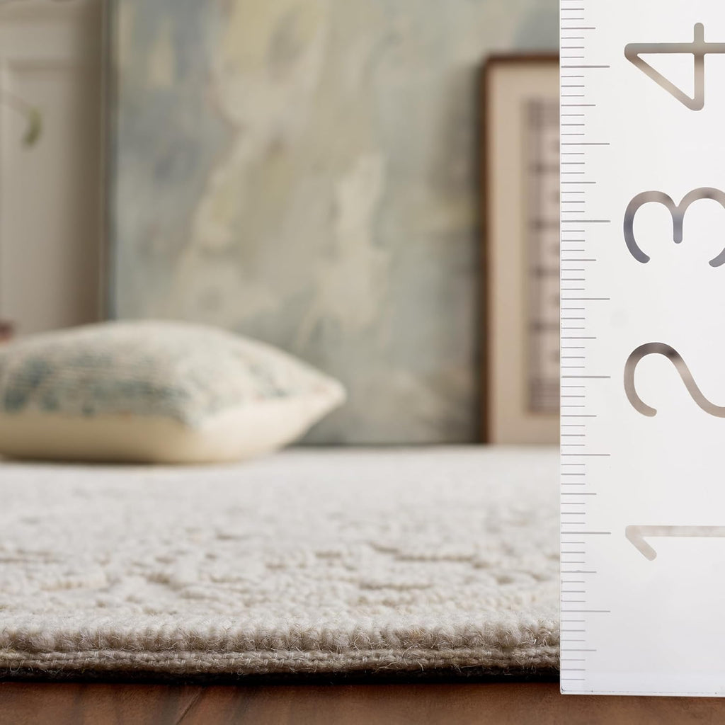 Trace Area Rug - 9' x 12', Ivory, Handmade Wool