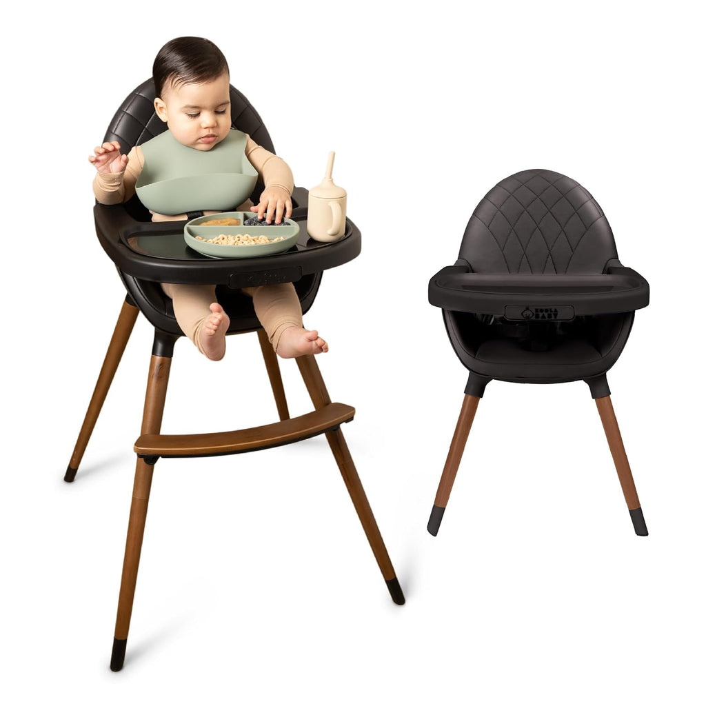 Convertible High Chair for Babies, Toddlers, Kids & Children - Wooden Highchair with Adjustable Height & Dishwasher