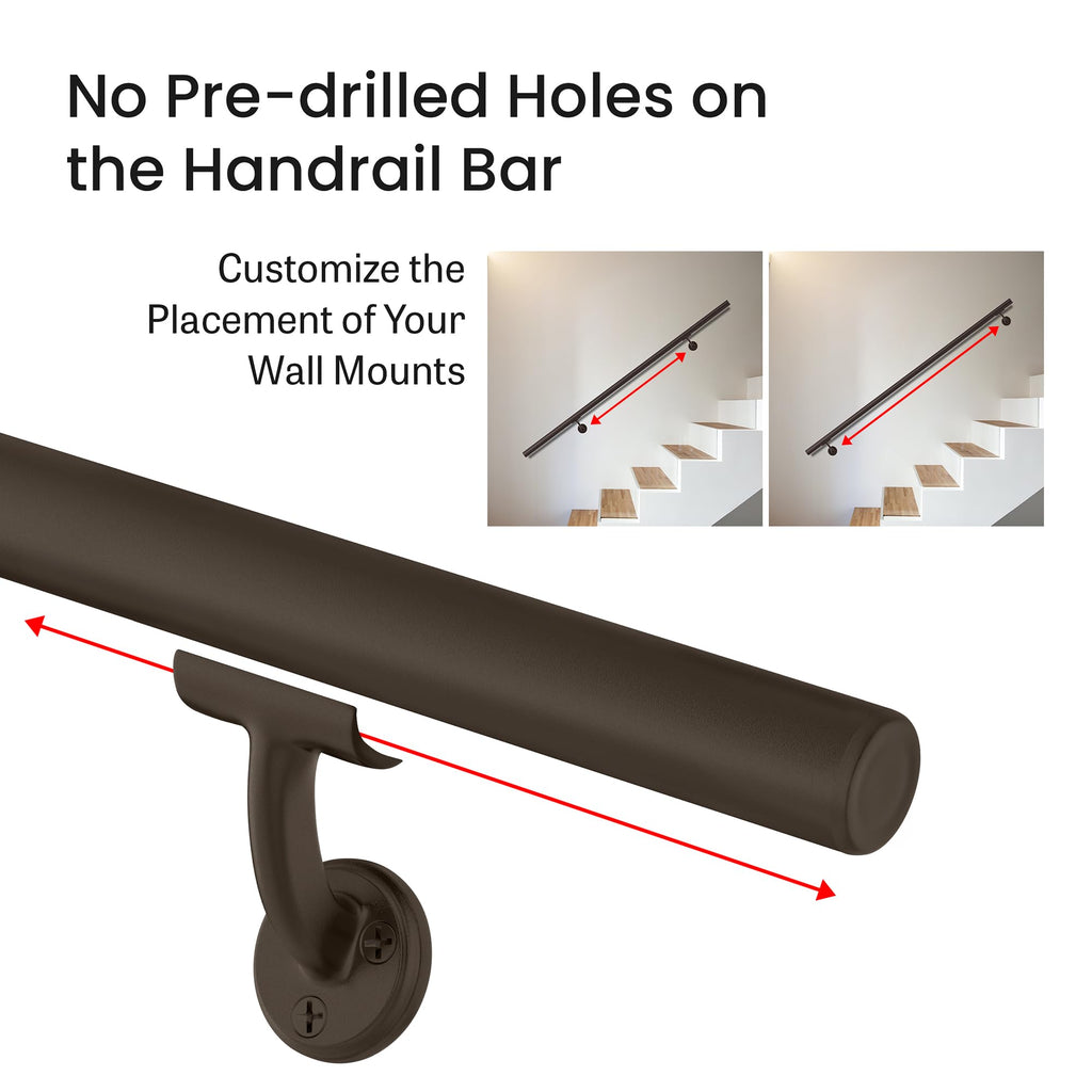 Aluminum Handrail for Indoor or Outdoor Steps and Stairs - Hand Rails for Elderly - DIY Complete Stair Railing Kit