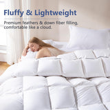 Feather Down Fiber Comforter Queen, 100% Cotton Ultra Soft Fluffy Duvet Insert Queen