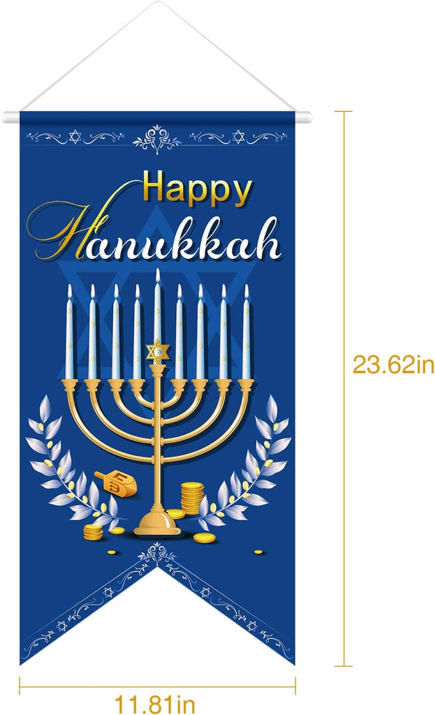 Happy Hanukkah Banner Door Sign Flag Jewish Holiday Decor