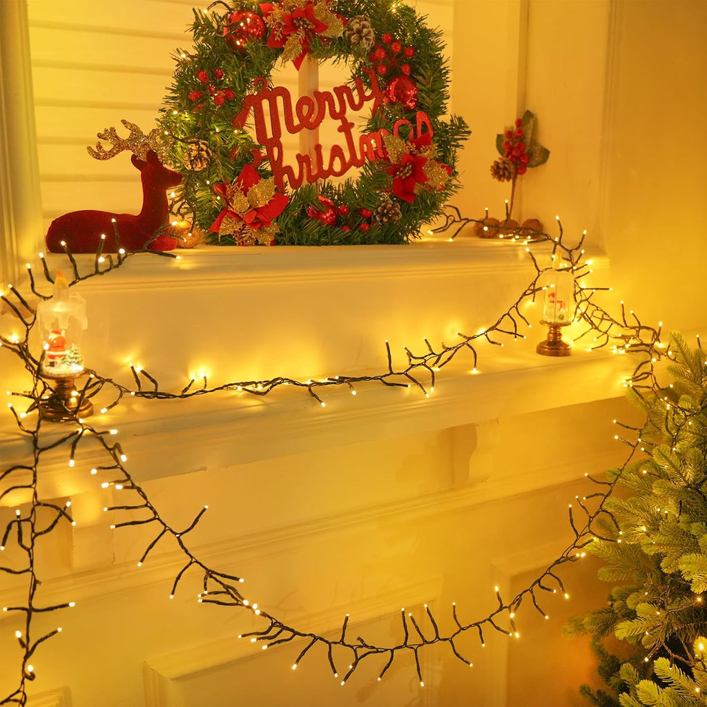 Connectable 240LED 88Ft 13Modes Christmas Lights and 50FT 1000 LED Cluster Christmas Tree Lights Outdoor Indoor