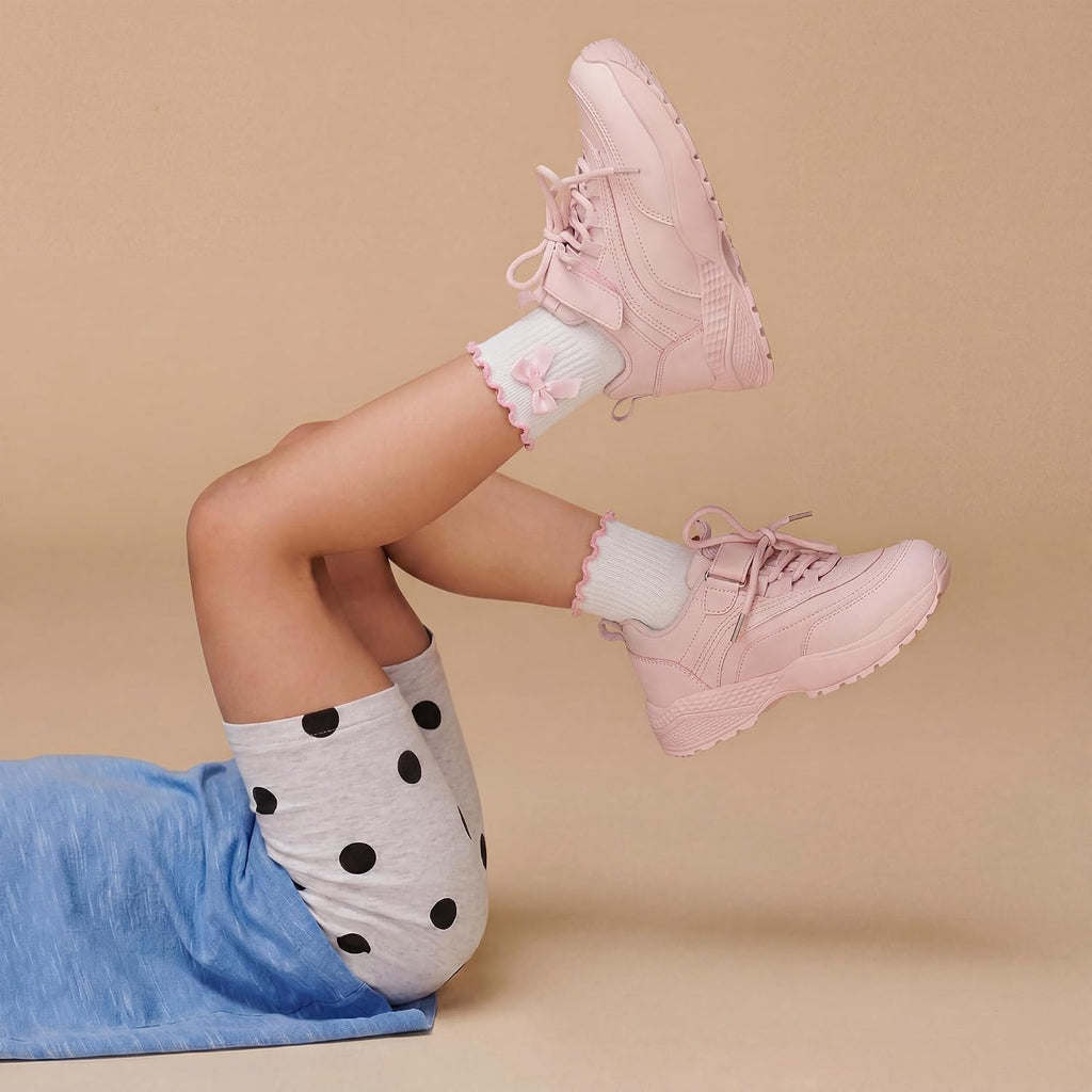Girls Socks Cotton Ruffle Athletic Ankle Sock 3/4/5 Pairs for Kids