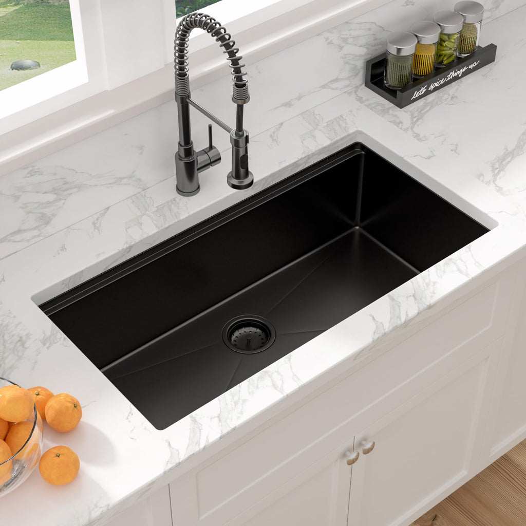 36 Matte Black Undermount Kitchen Sink 36x19 Inch Workstation Sinks