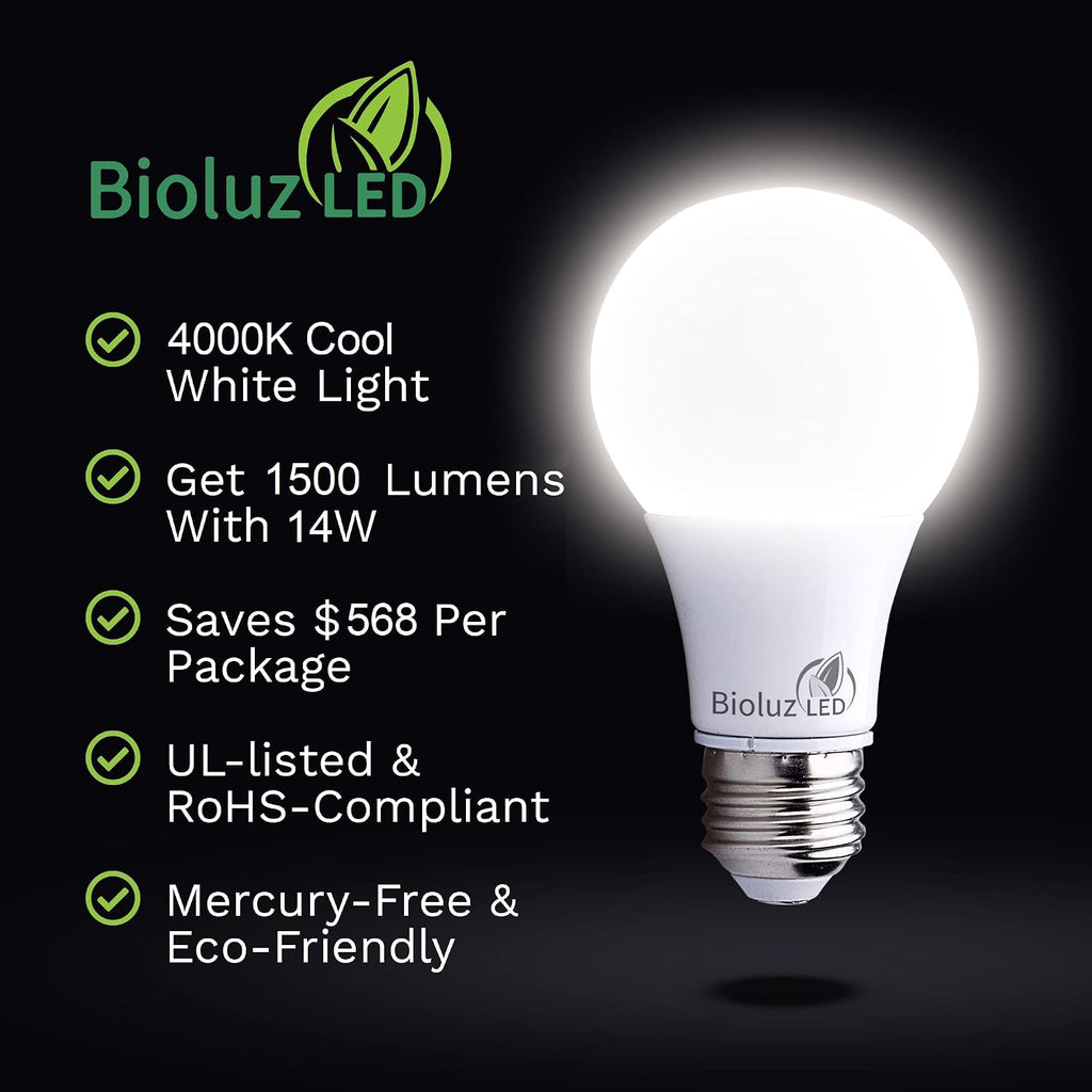 100W LED Bulbs, Dimmable LED Light Bulbs, Natural White 4000K, A19 LED Light Bulb 1500 Lumen