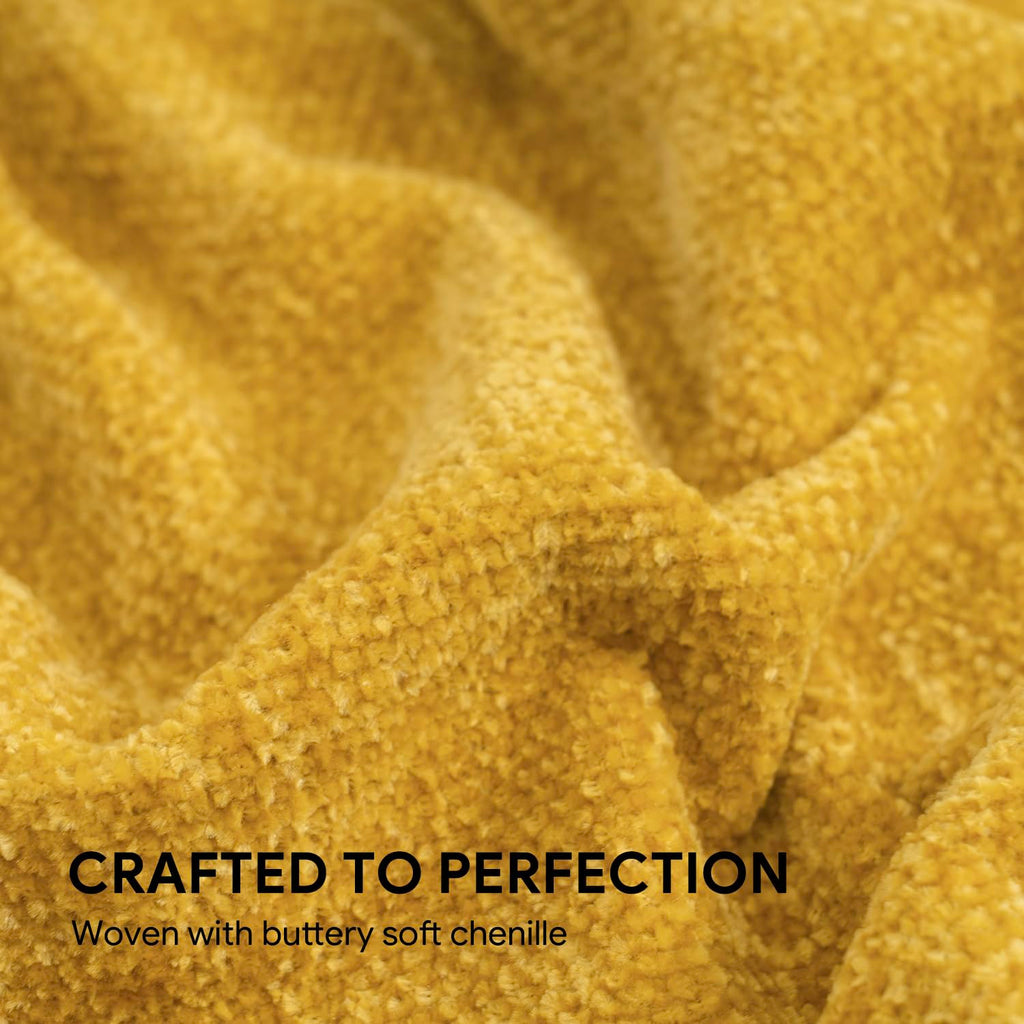 Chenille Throw Blanket for Couch, 50"x60", Mustard Yellow