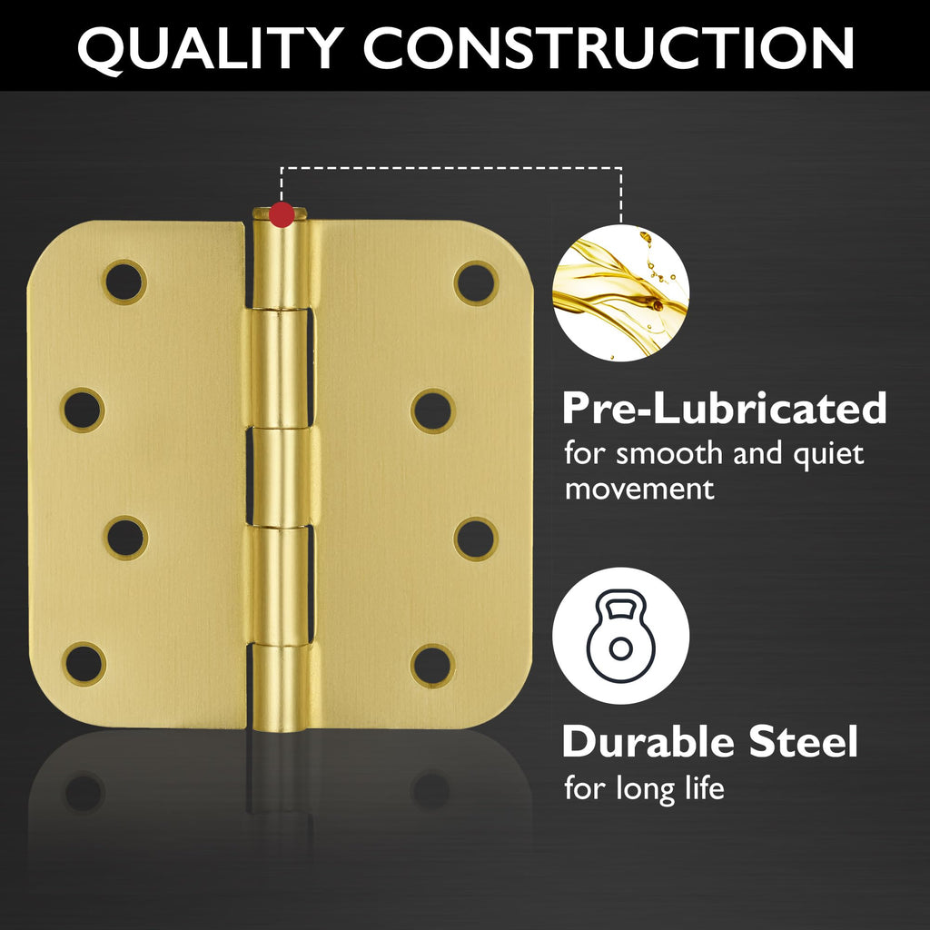 Interior Door Hinge, 4", Satin Brass