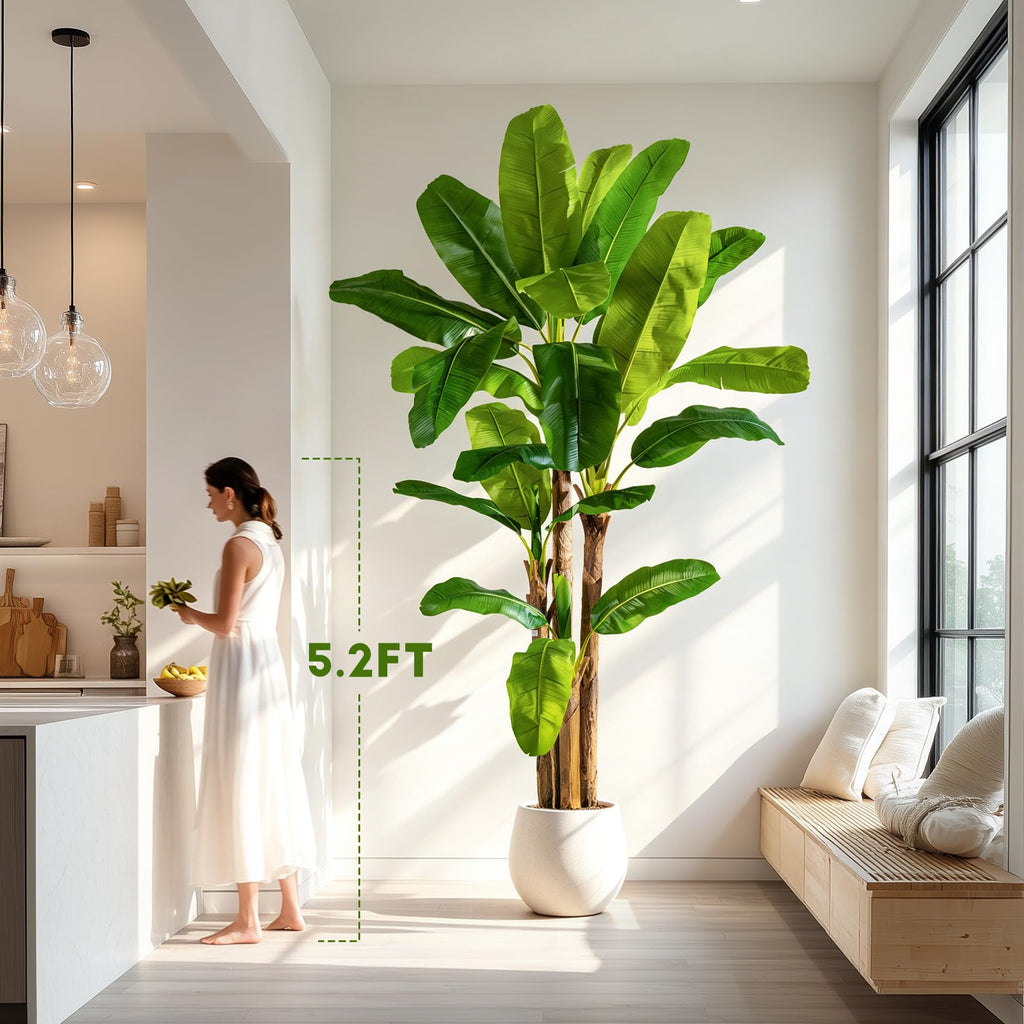 Large Fake Tropical Bananas Trees Tall Artificial Banana Tree Indoor Outdoor Realistic Floor Plant Big Faux Plants