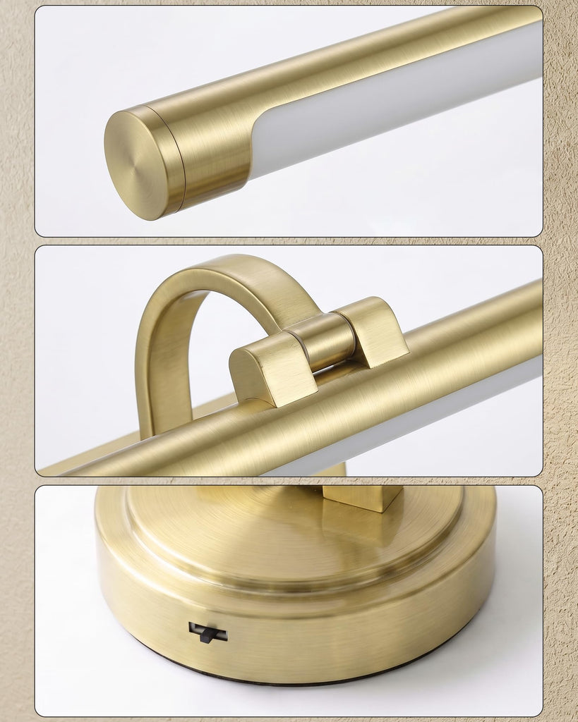Picture Lights for Wall, 24 Inch Hardwired Picture Light, Brass Gold LED Art Lights for Wall, 3CCT Painting Light