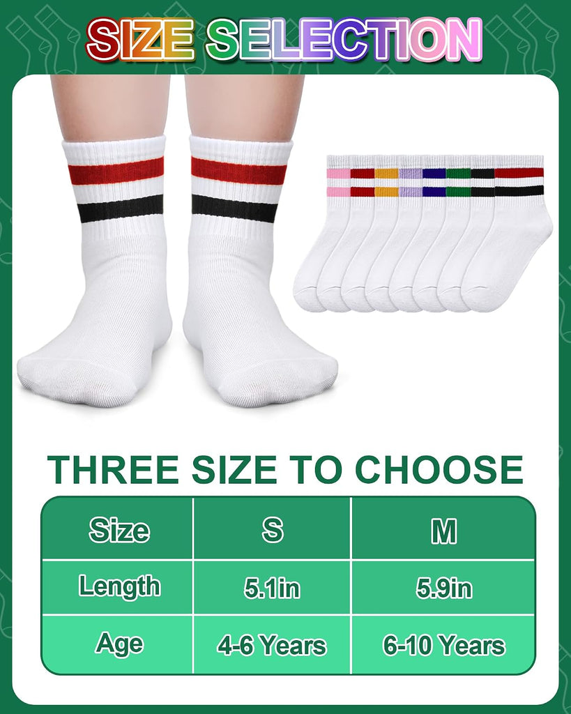 8 Pairs Crew Socks Kids Cotton Striped Socks