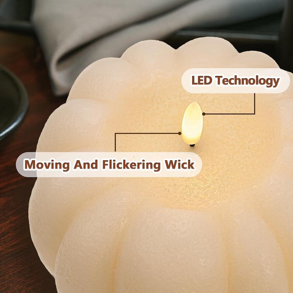 Fall Decorations - Flickering Flameless Wax Pumpkin LED Candle