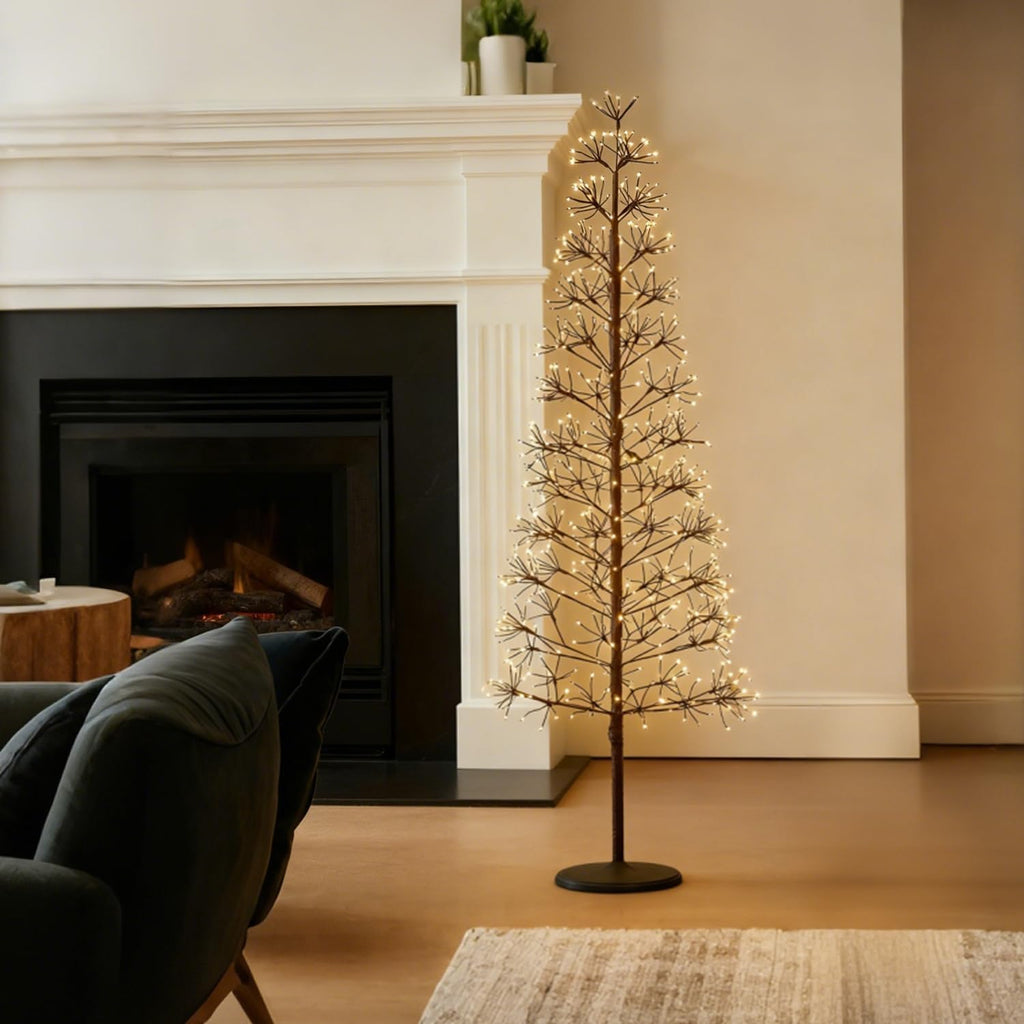 Lighted Brown Starburst Tree with 720L Warm White Fairy Lights 6FT, Twig Tree with Lights for Indoor Outdoor Home