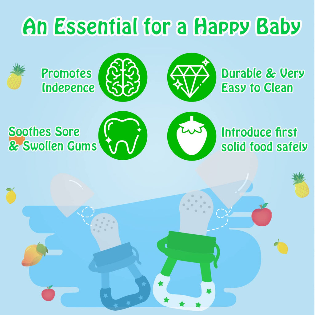 Baby Fruit Feeder/Food Feeder Pacifier for Babies (2 Pack) - Mesh Teethers for Babies, Infant Teething Toy in