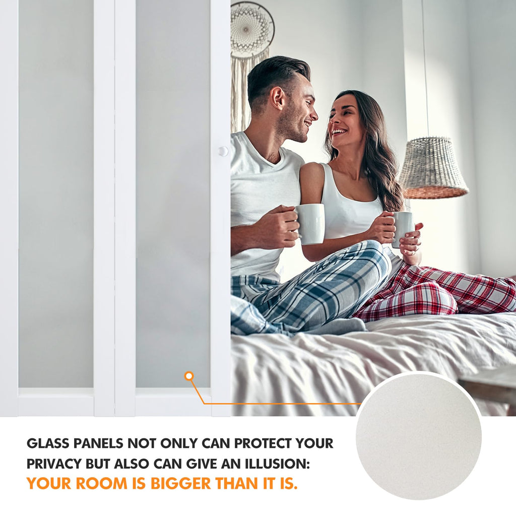 Bifold Doors, Full Lite Frosted Glass Panel Closet Door, Easy Installation, Folding Doors with Hardware Kits & Handle