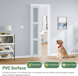 Bifold Doors for 32"×80-3/4" Opening, Preassembled White Frosted Glass Folding Barn Door, Sliding In