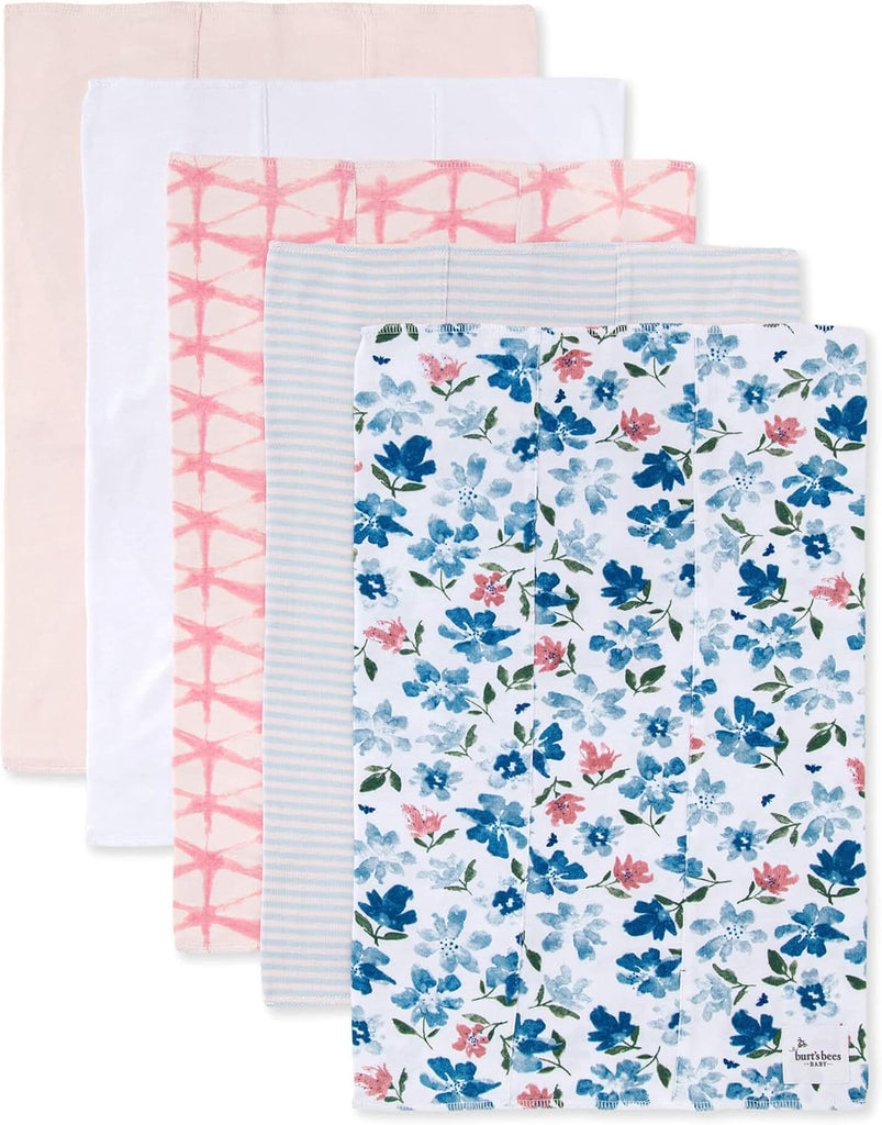 Unisex Baby Gift Set - Crib Sheet, Changing Pad Cover & Burp Cloths, 100% Organic Cotton Essentials Bundle