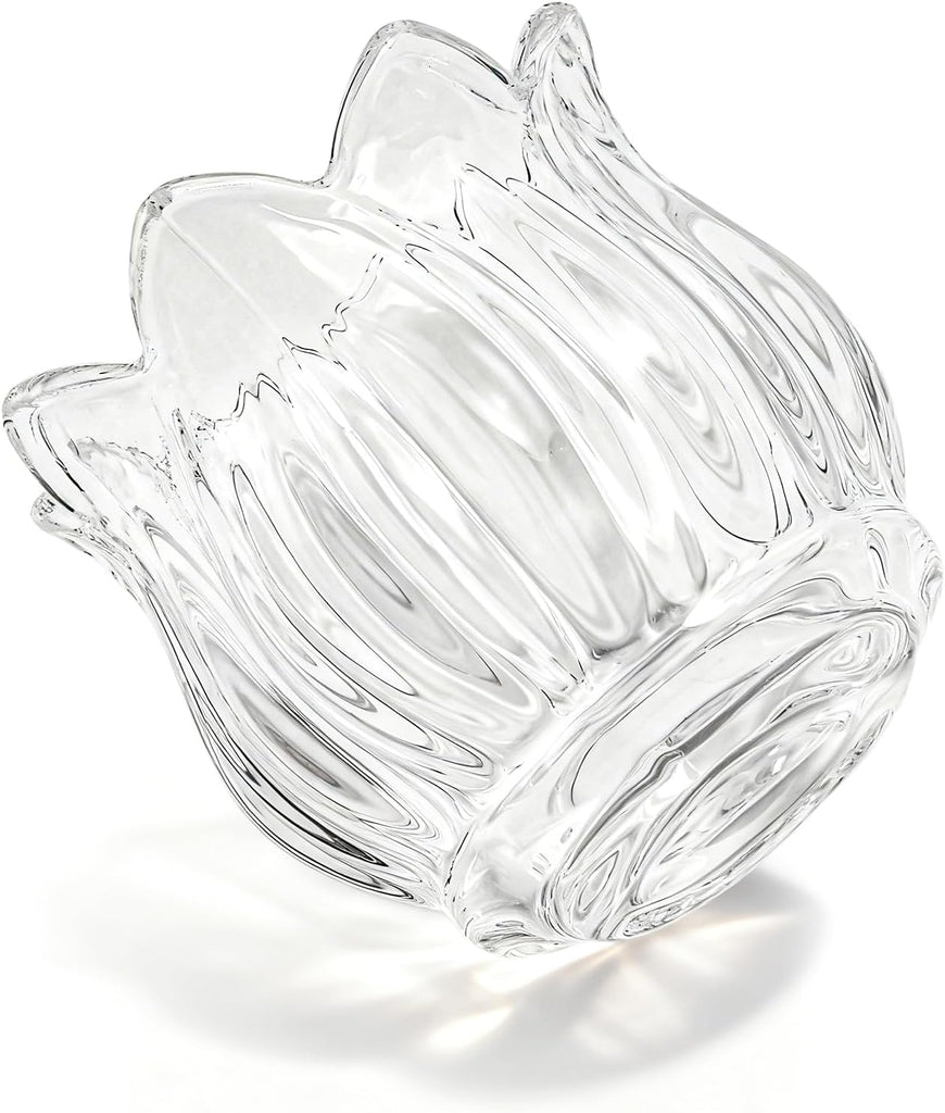 Set of 12 Tulip Glass Votive Candle Holders, Decorative Tea Light Candle Holders, Clear Glass Flower Tealight Candle
