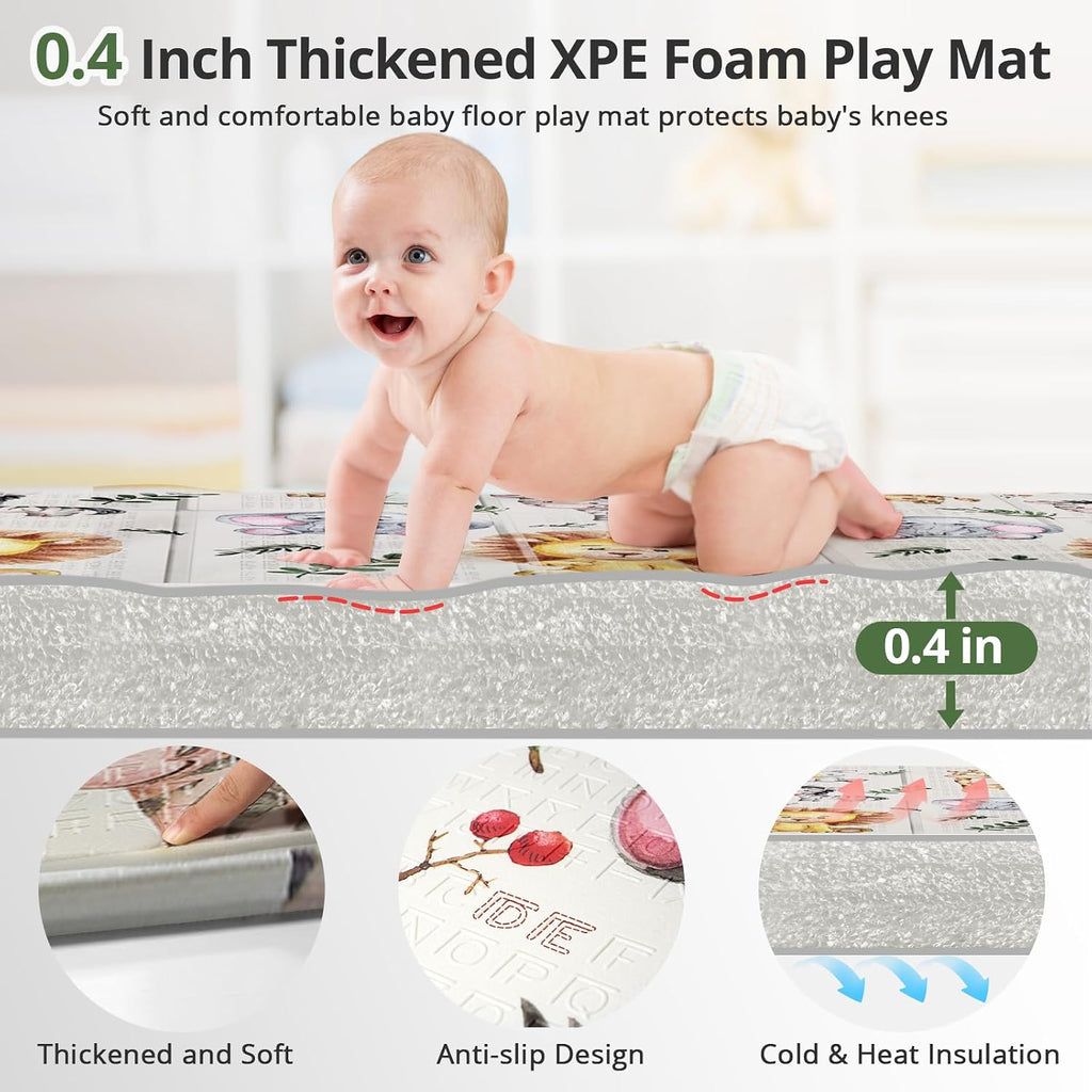 Foldable Large Play Mat for Babies, Non Toxic Foam Play Mat, Thick & Waterproof Baby Playmat for Floor, 79 x 71