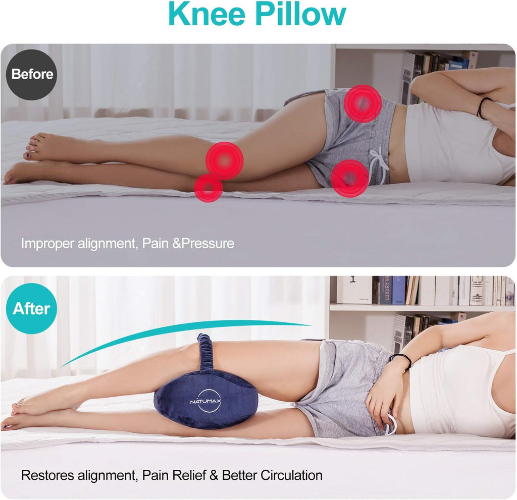 Knee Pillow for Side Sleepers - Sciatica Pain Relief - Back Pain, Leg Pain, Pregnancy, Hip and Joint Pain Memory Foam