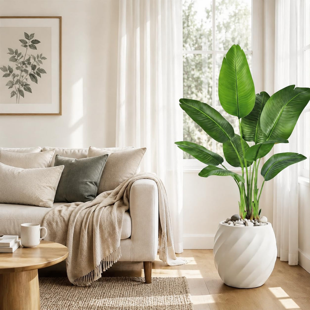 Birds of Paradise Artificial Plants Indoor, 4FT Fake Banana Tree
