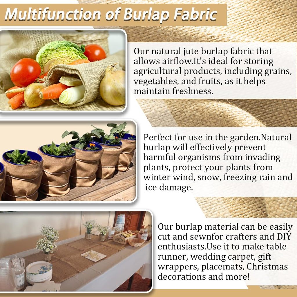40" x 30 Feet Burlap Fabric Roll, Garden Fabric Natural Jute