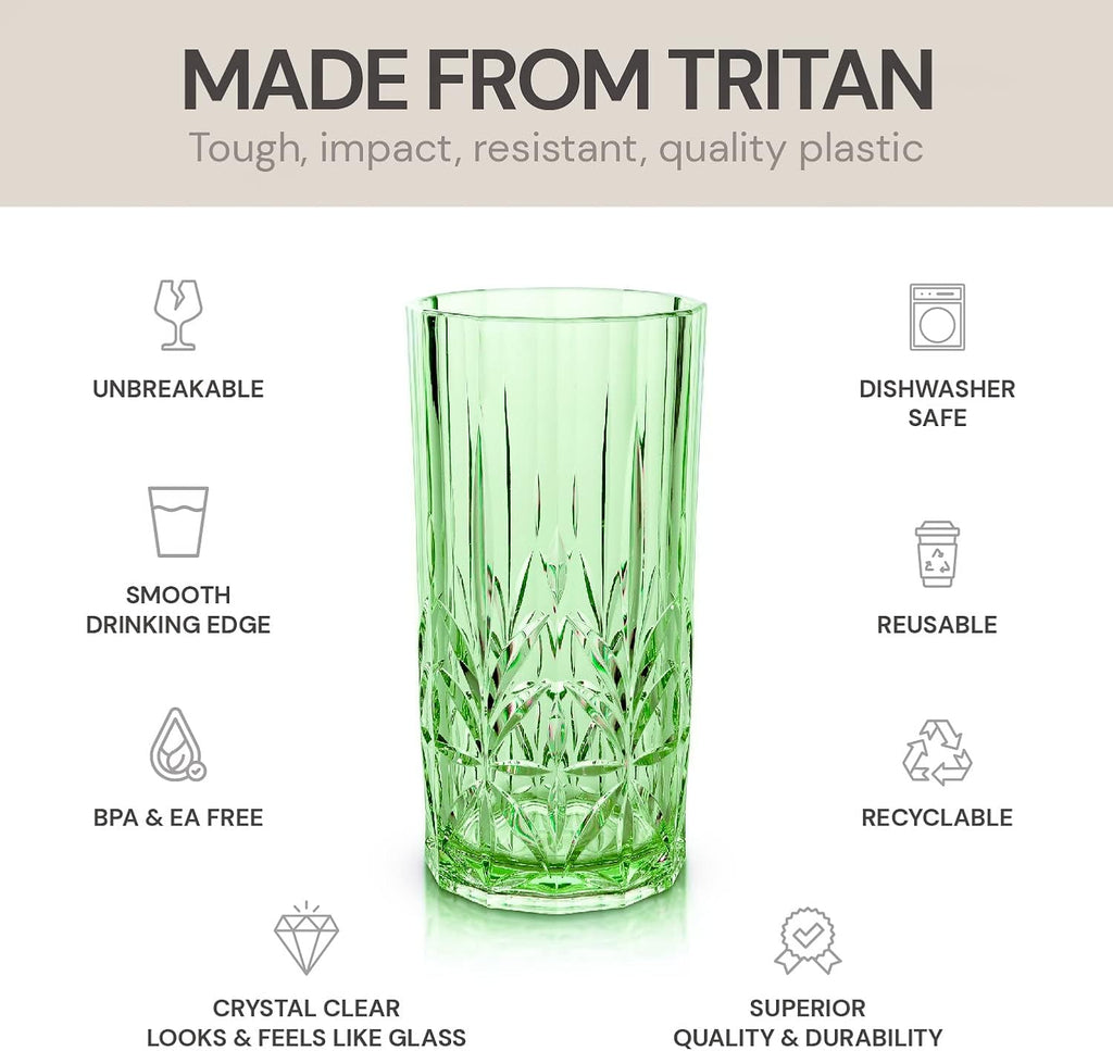 Shatterproof Tritan Tall Tumbler, Set of 4, 18oz - Myrtle Beach Drinking Glasses - Unbreakable Plastic Drinking