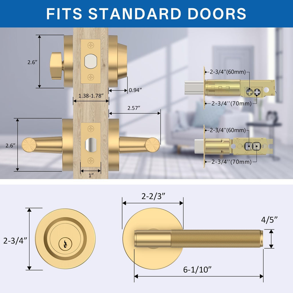 1 Pack Champagne Bronze Passage with Deadbolts