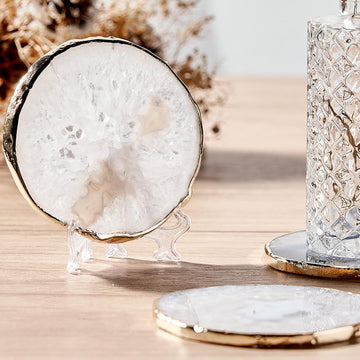 Single Agate Coasters for Coffee Table (1PK White Agate Coaster)