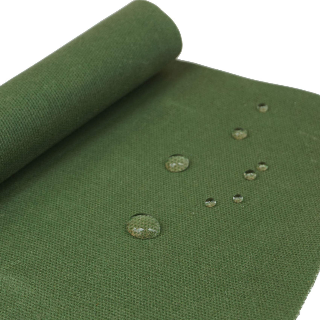 16 OZ Waxed Canvas Duck Fabric by The Yard Craft Upholstery Tan Fabric, 100% Cotton One Yard (Green, 54X58 inch)