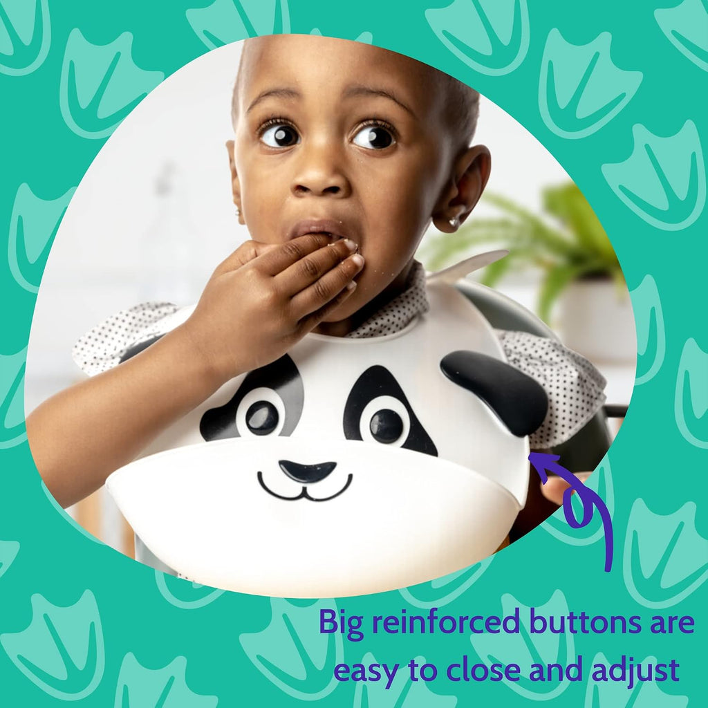 Set of 2 Silicone Animal Baby Bibs for Babies and Toddlers, Waterproof, Adjustable, Soft, Extra Wide Food Catcher