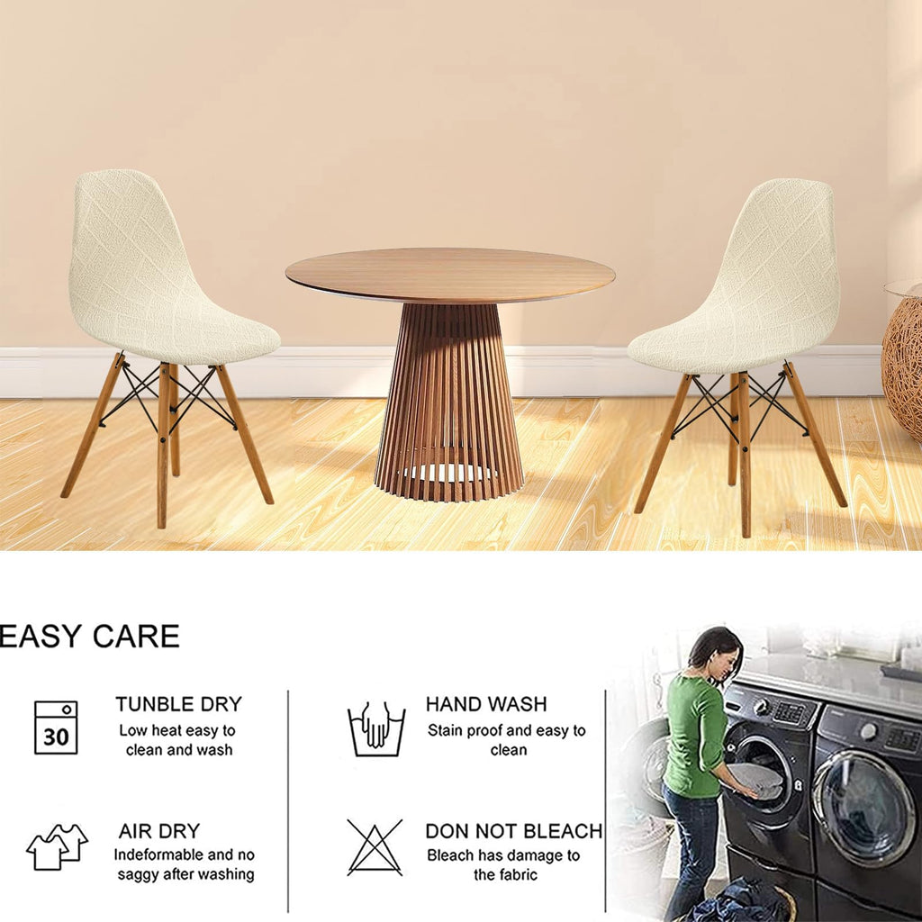 Mid Century Modern Dining Chair Covers Shell Chair Cover Lounge Armless Chair Cover Stretchable Slipcovers (Set of 2)