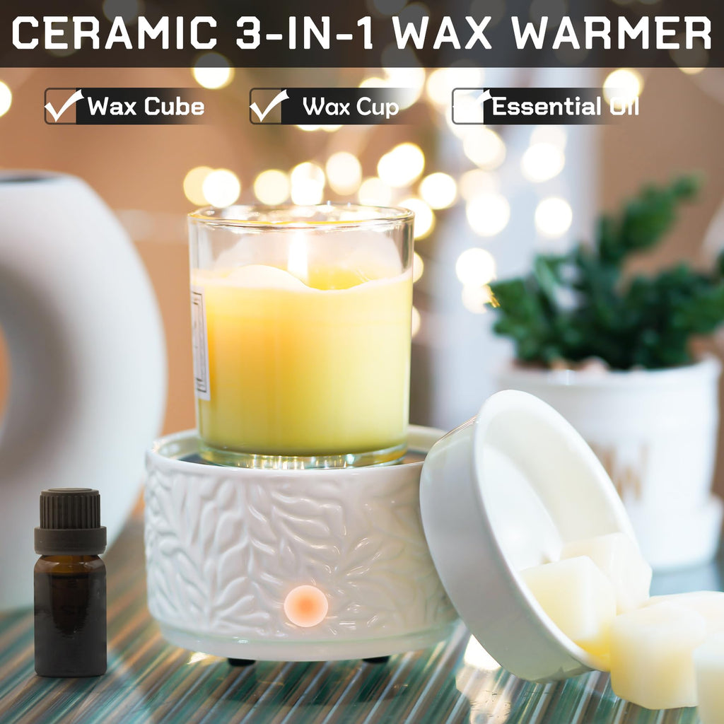 Ceramic Wax Melt Warmer for Scented Wax Electric Wax Burner-White