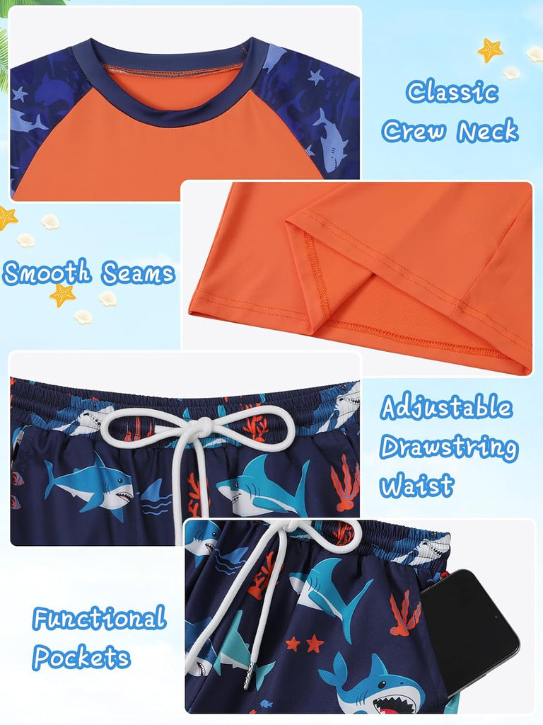 Boys Piece Rash Guard Swimsuit Set