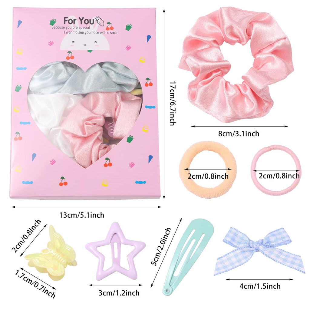 533PCS Hair Accessories Set for Girls,Mini Butterfly Hair Clips and Elastic Hair Ties,Satin Silk Scrunchies,Hair Kit