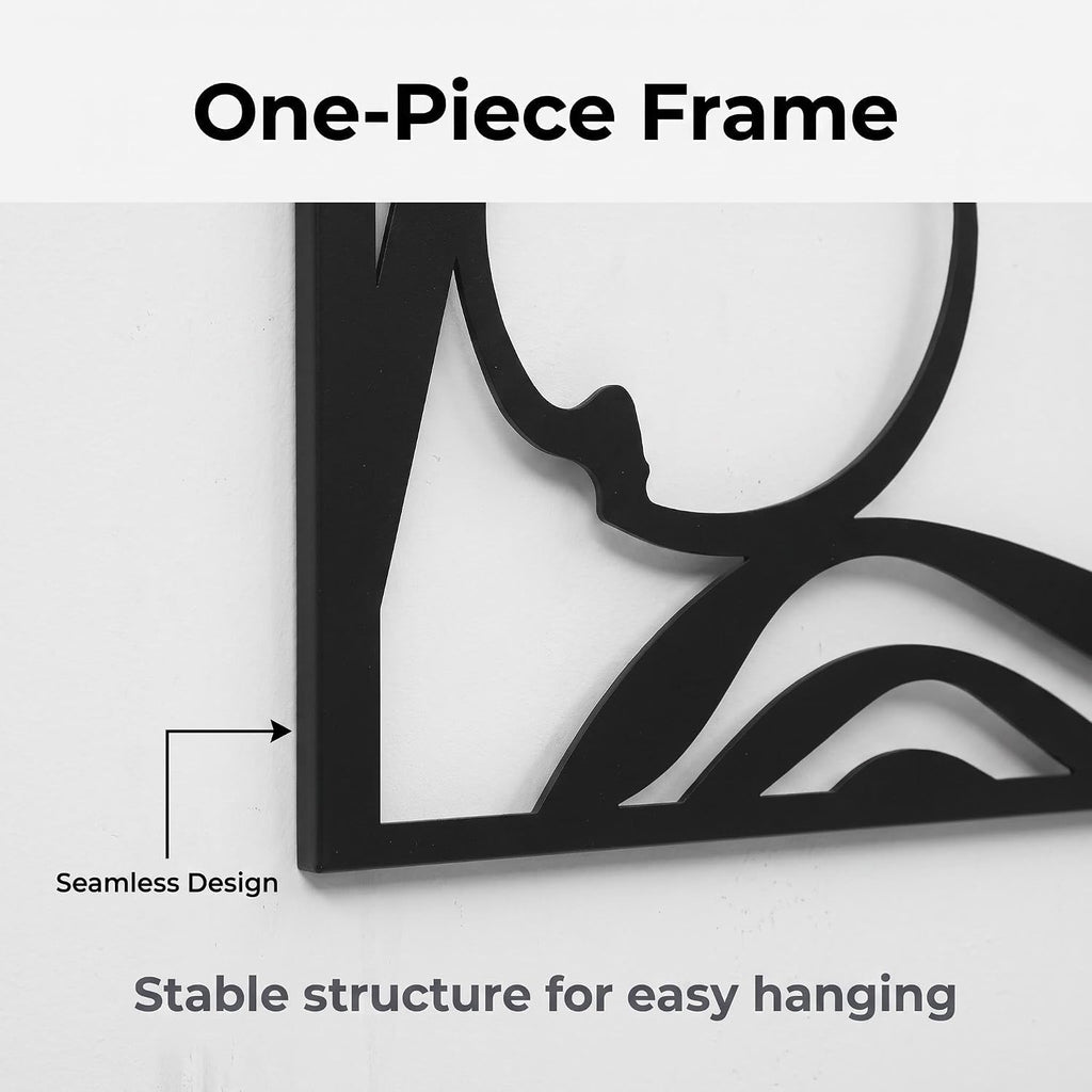 Black Metal Abstract Curve Hollow Wall Sculpture Decor Set - Set of 3