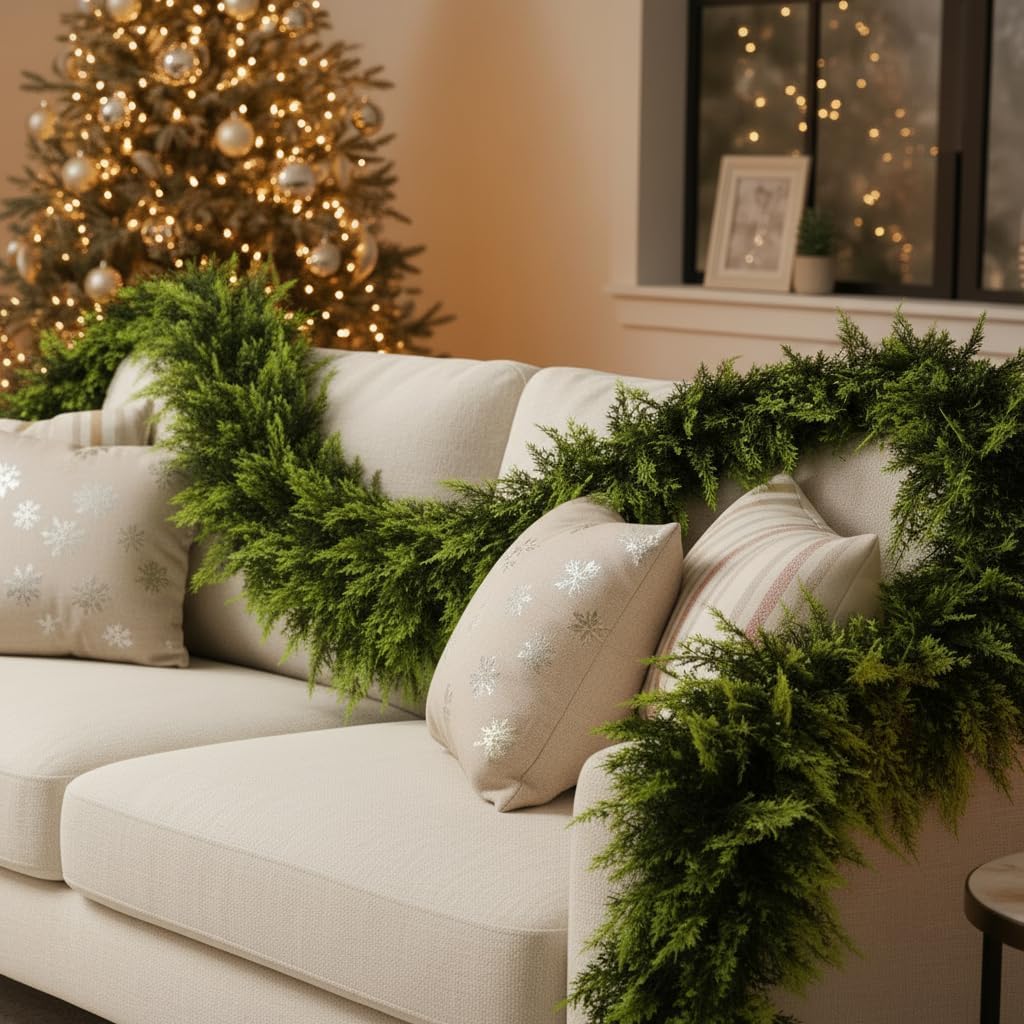 9 FT Christmas Cedar Garland, Real Touch Greenery
