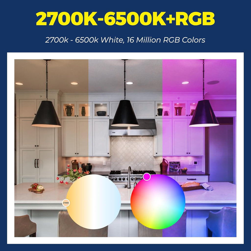 Smart Light Bulbs 100W Equiv., 1350LM 11W Smart Bulb Works with Alexa/Google Home/SmartLife, A19 E26 RGBCW Color