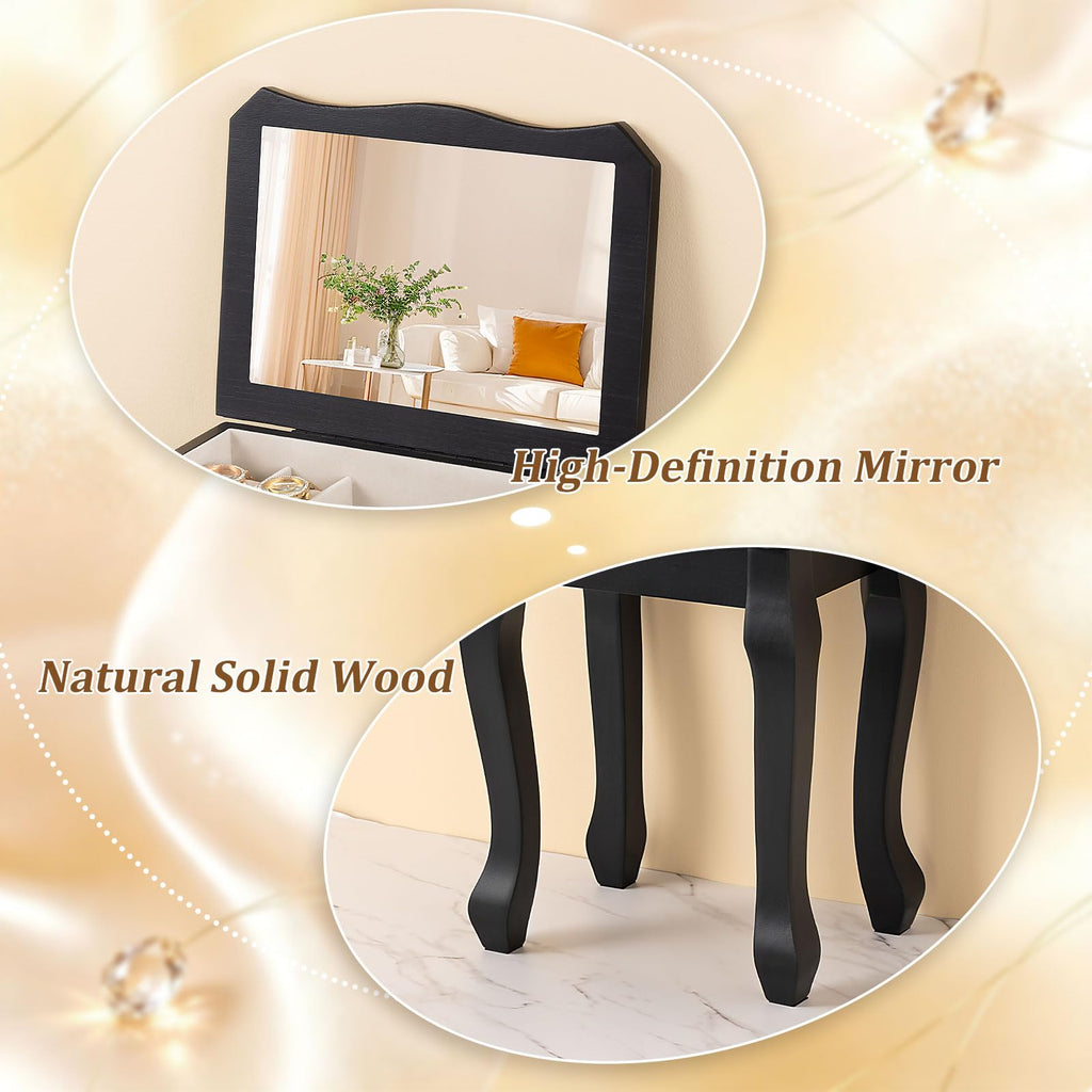 Standing Jewelry Armoire Cabinet, Large Freestanding Jewelry Organizer Box with Mirror, 7 Drawers & 2 Side Doors