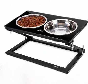 Elevated Dog Bowl, Adjustable Height and Tilt Angle Dog Bowl Stand