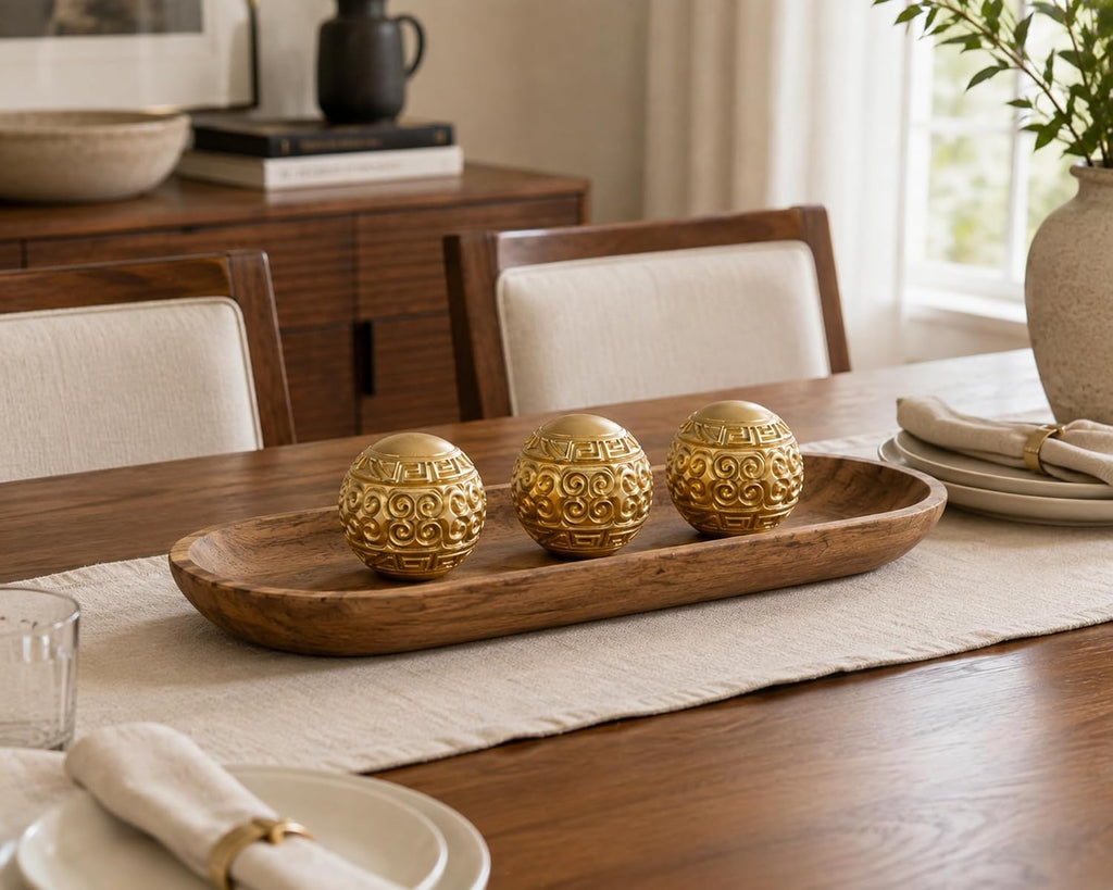 3 inch Matte Golden Decorative Balls for Bowl Filler - Set of 3