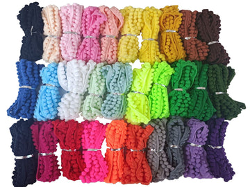 Mini Pom Pom Trim 29 Yards 29 Colors 5mm Ball Fringe Trim for Sewing Accessory Decoration DIY Crafts (Mixed Color 1