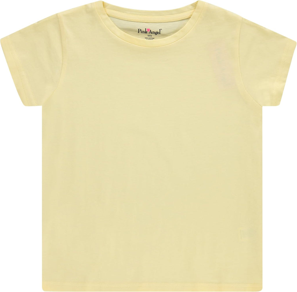 Girls' Pack Cotton T-Shirts, Crew Neck Short Sleeve Tees