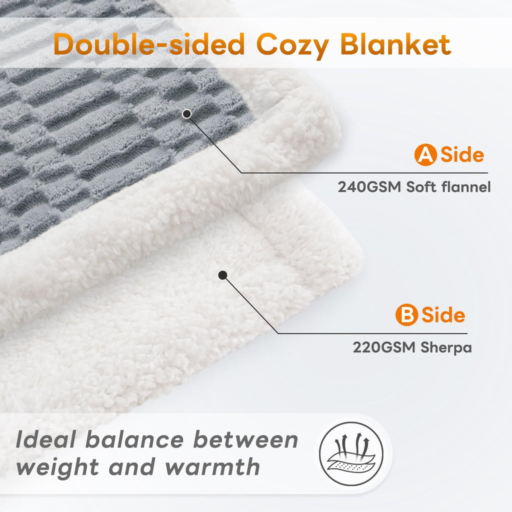 Sherpa Throw Blanket for Couch Flannel Cozy Soft Thick Blanket Warm Twin Blanket for Bed Fleece Home Decor Gifts, Z01