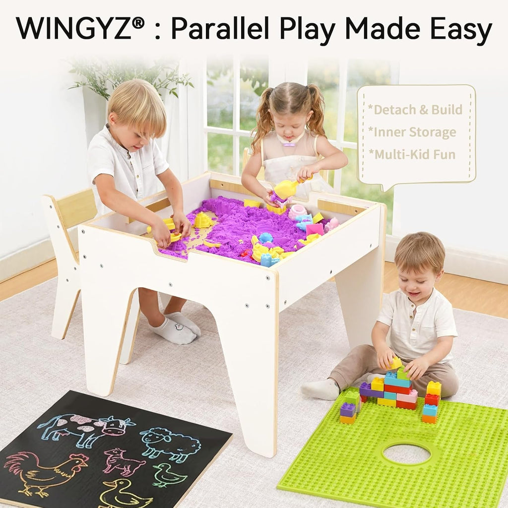 Toddler Table and 2 Chairs, in-1 Kids Activity Table with Storage