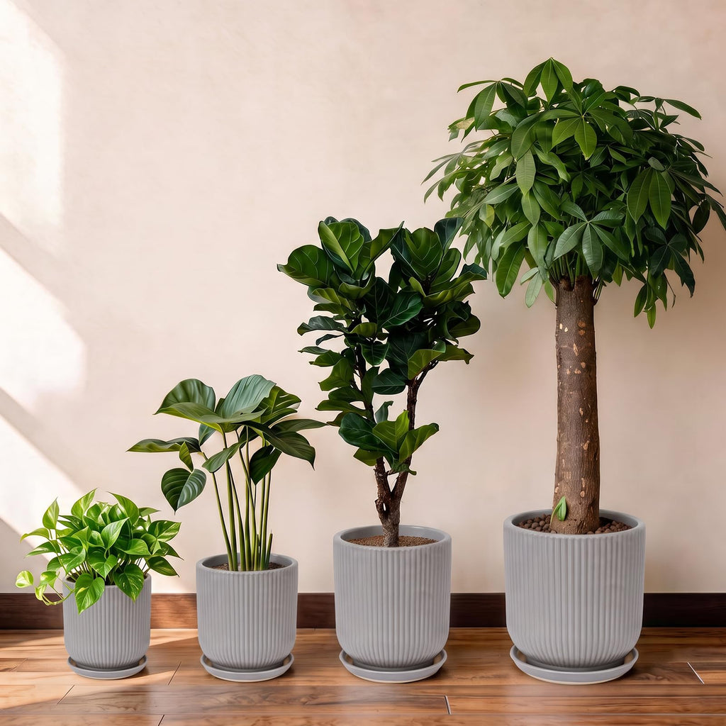6 Inch Ceramic Pots for Plants, Heavy Plant Pot for Indoor Outdoor Plants, Large Plant Pot with Drainage Hole and