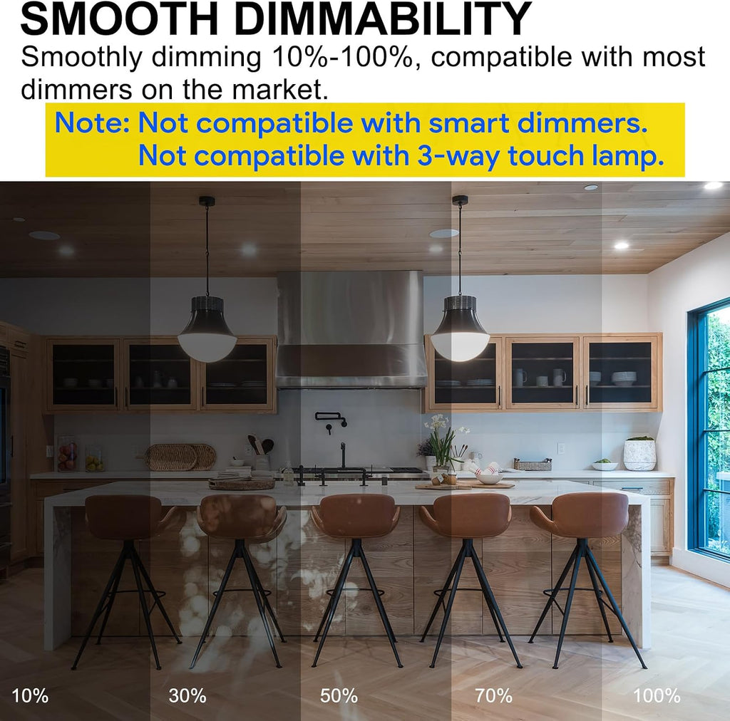 Dimmable A21 LED Bulb, 150 Watt Equivalent, Cool White 4000K, 2600LM, UL Listed, E26 Standard Base, Damp Rated, Super